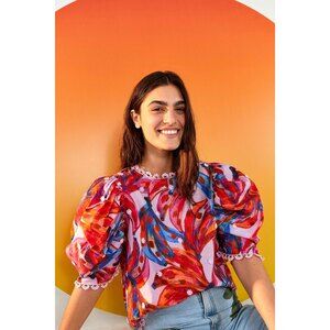Colorful Bananas Puff Sleeve Blouse